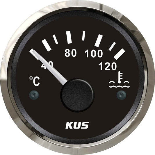 WATER TEMP BLACK GAUGE 120C SS