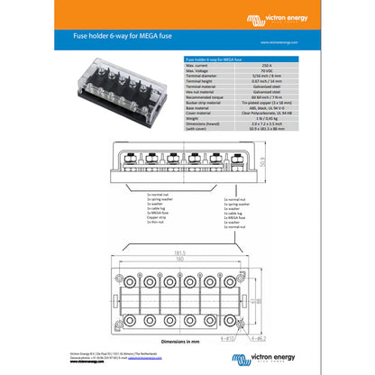 Victron Fuse holder 6-way for MEGA-fuse